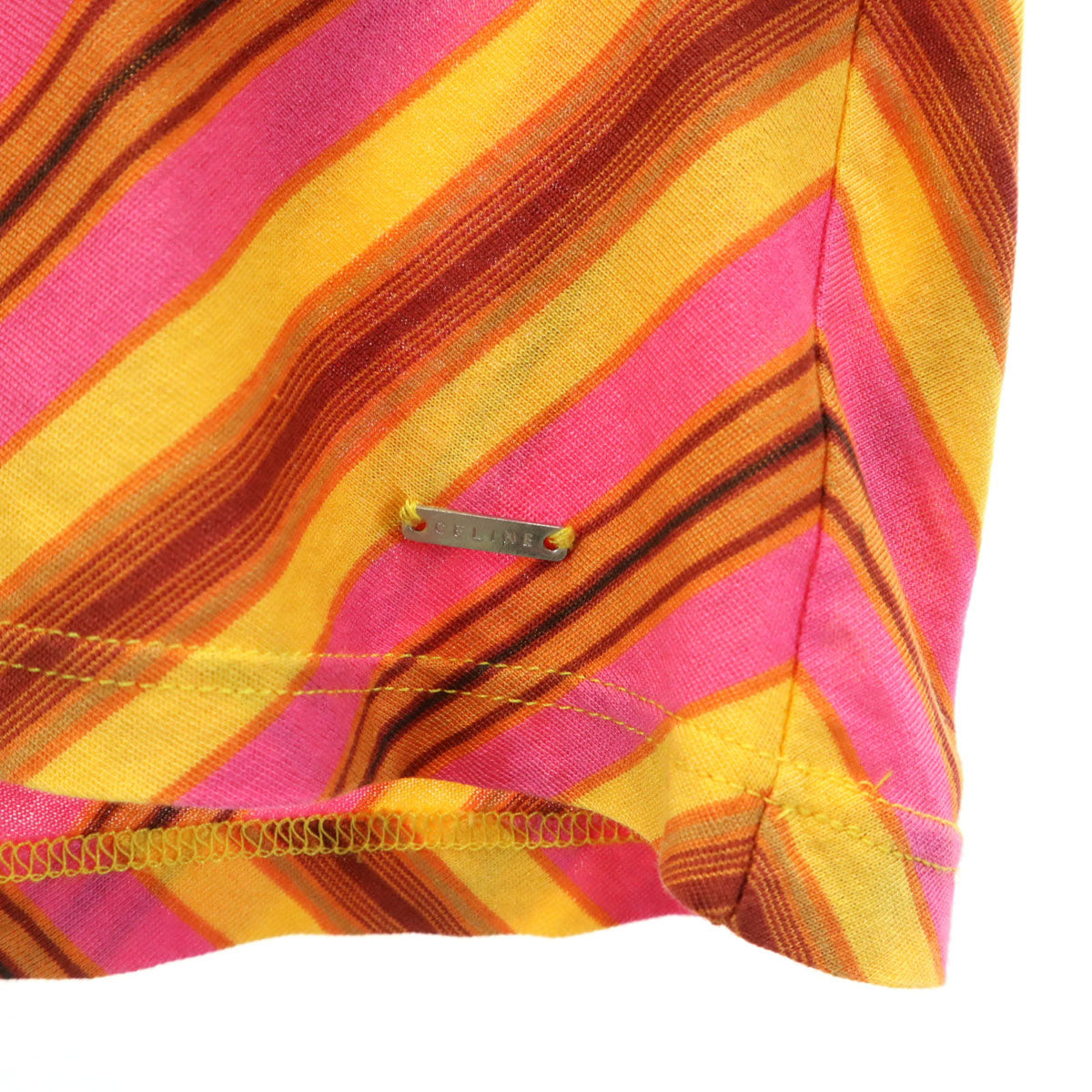 CELINE セリーヌ イタリア製 総柄 半袖 Vネック カットソー L ピンク レディース