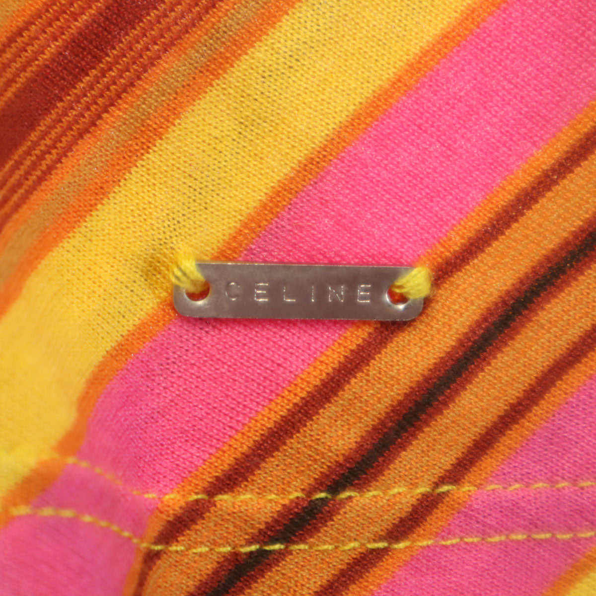 CELINE セリーヌ イタリア製 総柄 半袖 Vネック カットソー L ピンク レディース