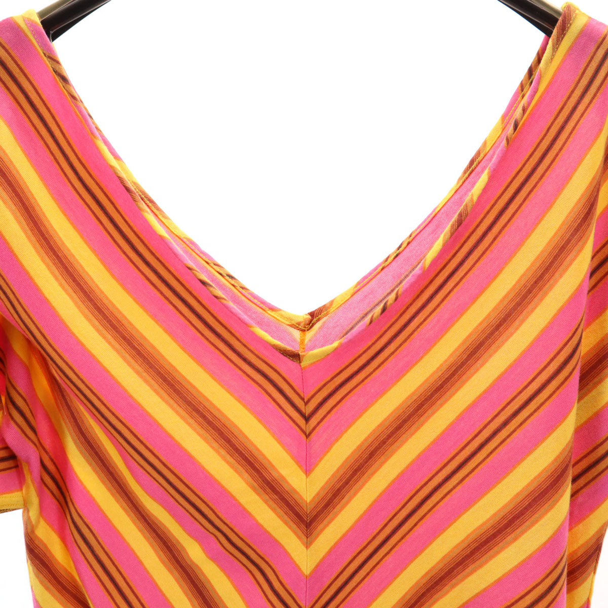 CELINE セリーヌ イタリア製 総柄 半袖 Vネック カットソー L ピンク レディース