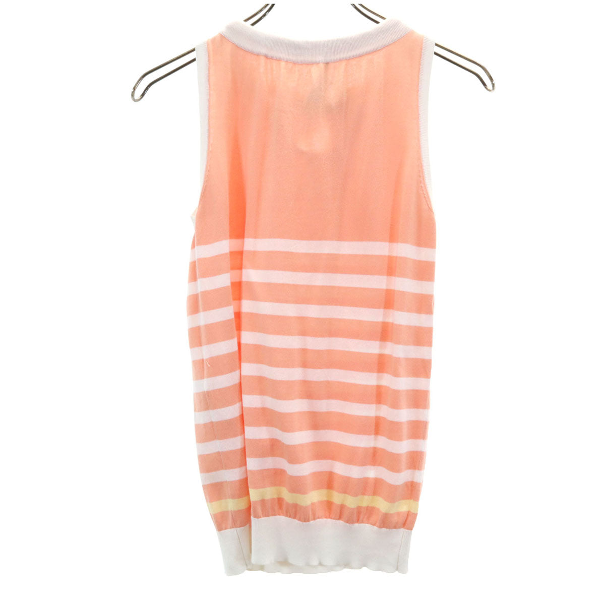 LOUIS VUITTON ルイヴィトン イタリア製 ボーダー柄 ノースリーブ ニット XS サーモンピンク レディース