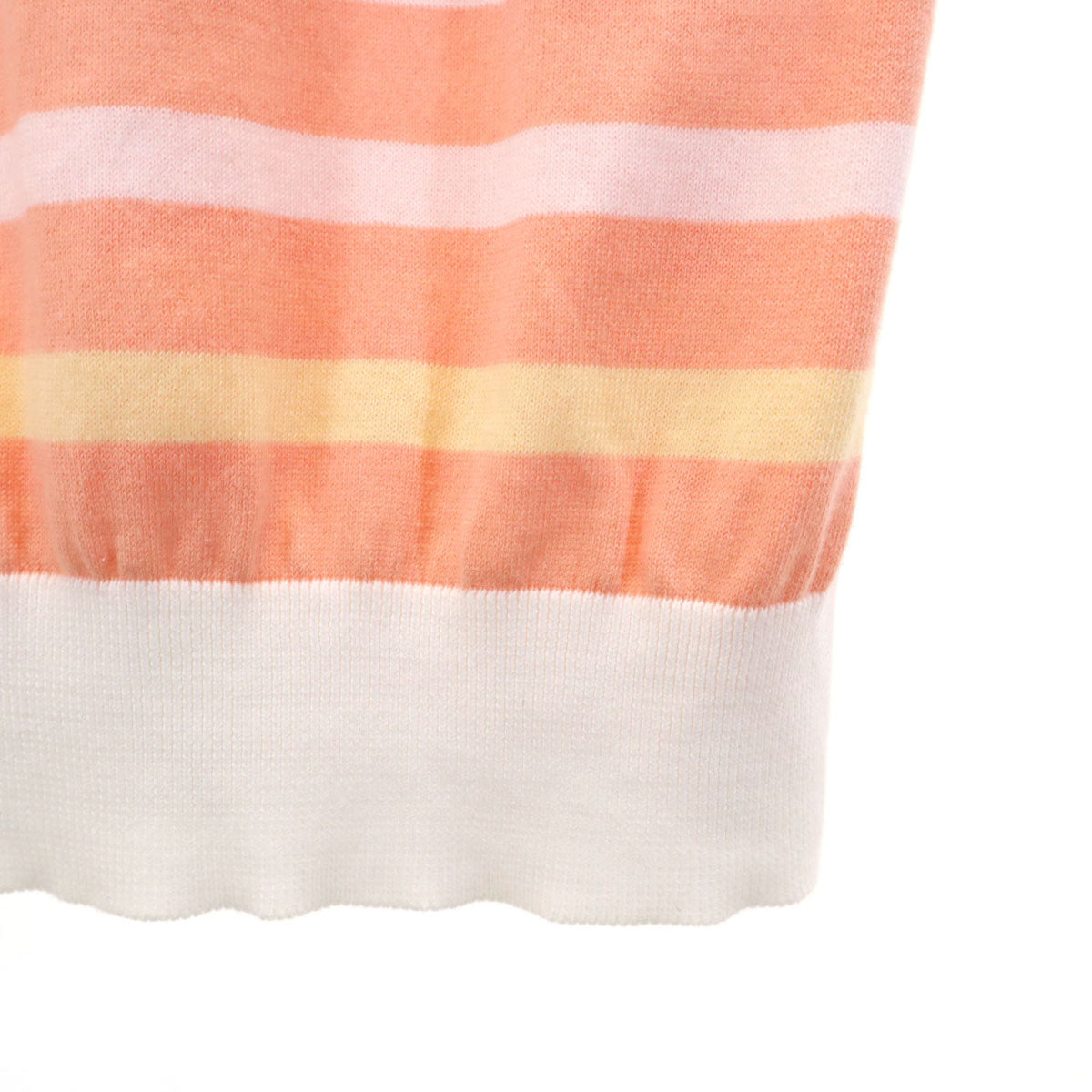 LOUIS VUITTON ルイヴィトン イタリア製 ボーダー柄 ノースリーブ ニット XS サーモンピンク レディース