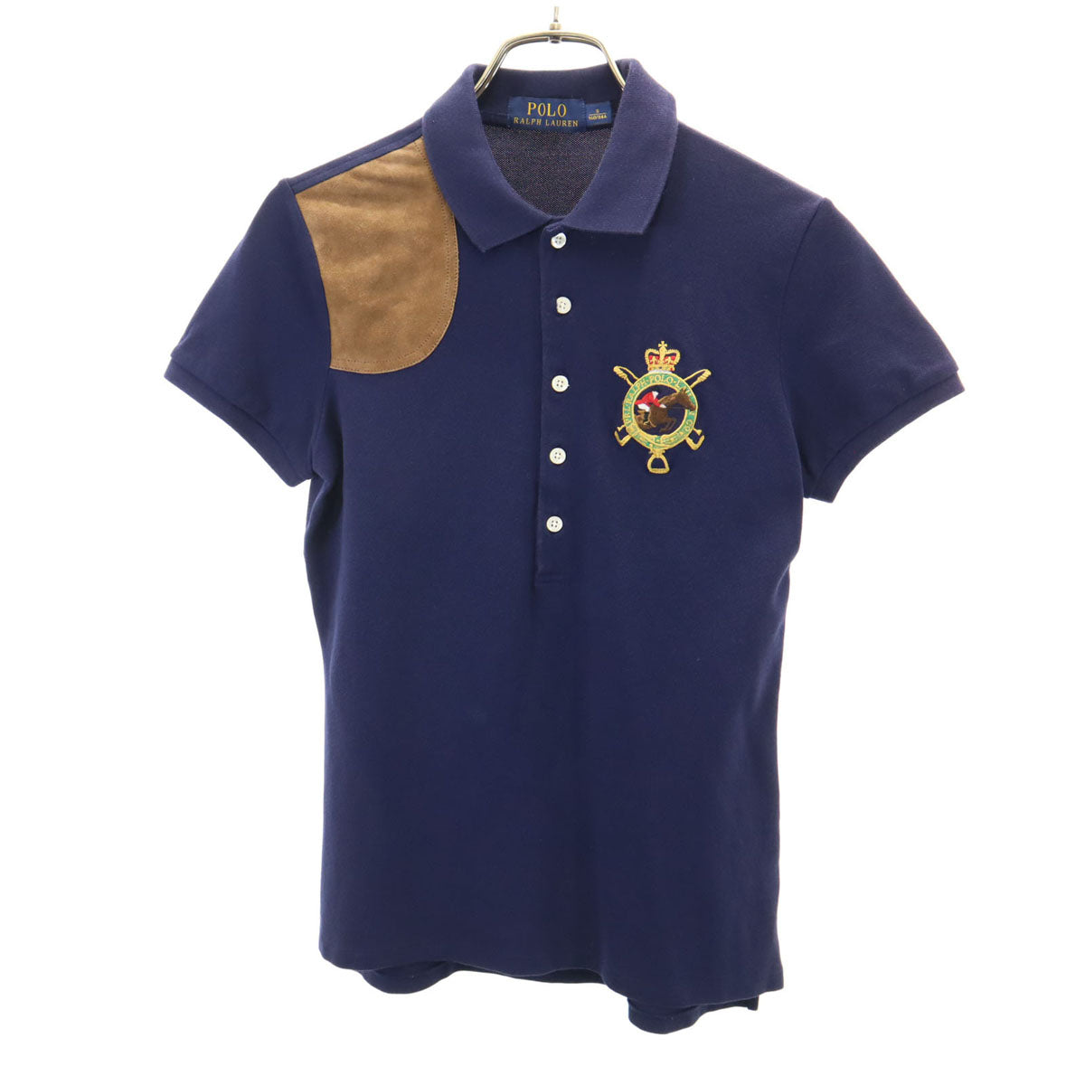 POLO RALPH LAUREN ポロラルフローレン 半袖 ポロシャツ S ネイビー 鹿の子地 レディース