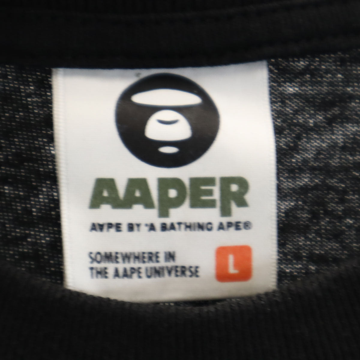 A BATHING APE アベイシングエイプ ベースボール プリント 半袖 Tシャツ L ブラック AAPER メンズ
