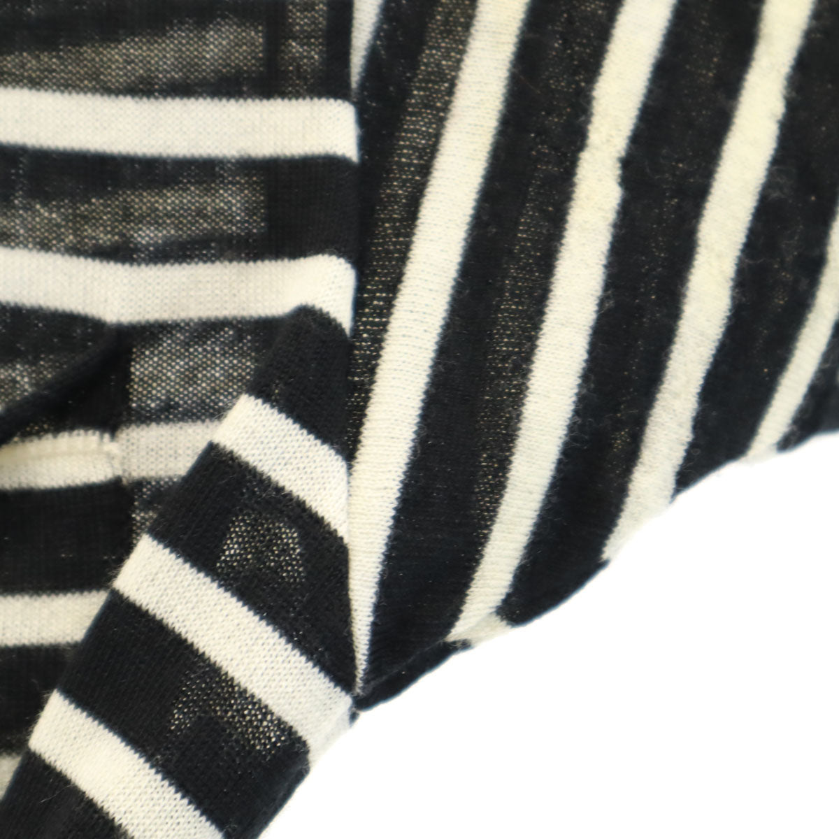 SAINT LAURENT サンローラン イタリア製 ボーダー柄 半袖 Vネック ニット XS ブラック レディース