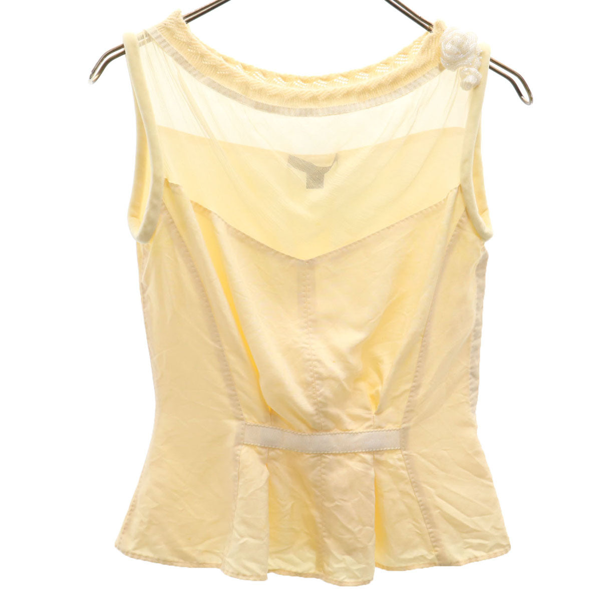 LOUIS VUITTON ルイヴィトン フランス製 シルクブレンド ノースリーブ ブラウス 34 生成り レディース