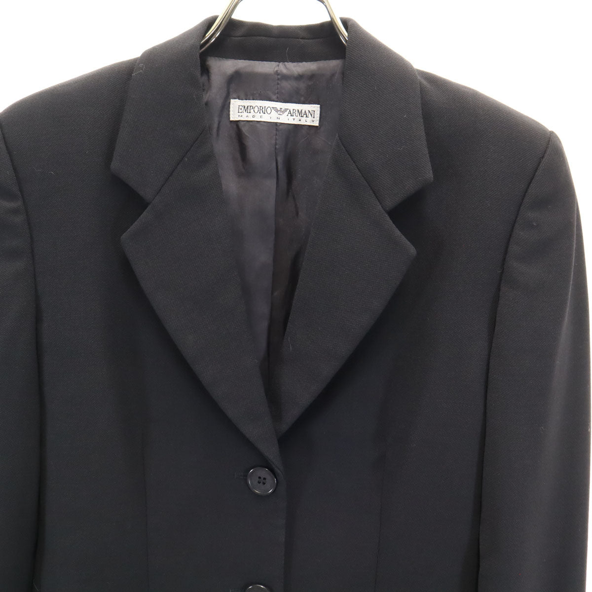 Emporio Armani エンポリオアルマーニ 90s イタリア製 ウール オールド パンツスーツ 上下 セットアップ 38/42 黒 レディース