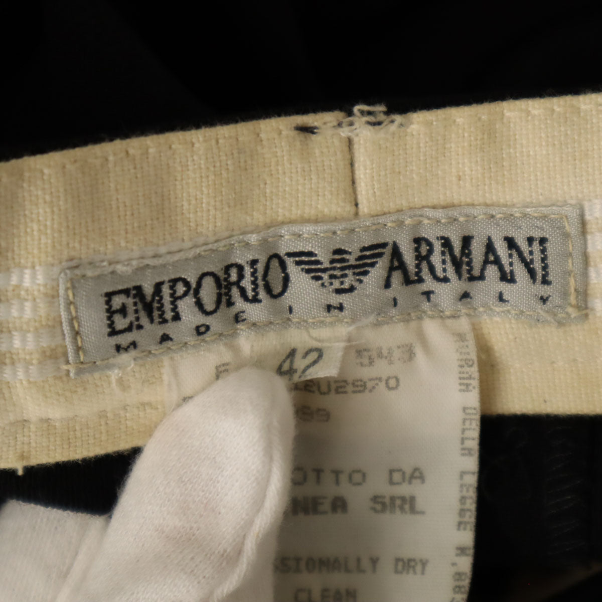 Emporio Armani エンポリオアルマーニ 90s イタリア製 ウール オールド パンツスーツ 上下 セットアップ 38/42 黒 レディース