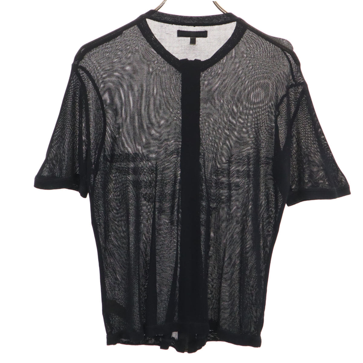 Emporio Armani エンポリオアルマーニ 90s イタリア製 オールド 半袖 ジップアップ メッシュ カットソー M ブラック レディース