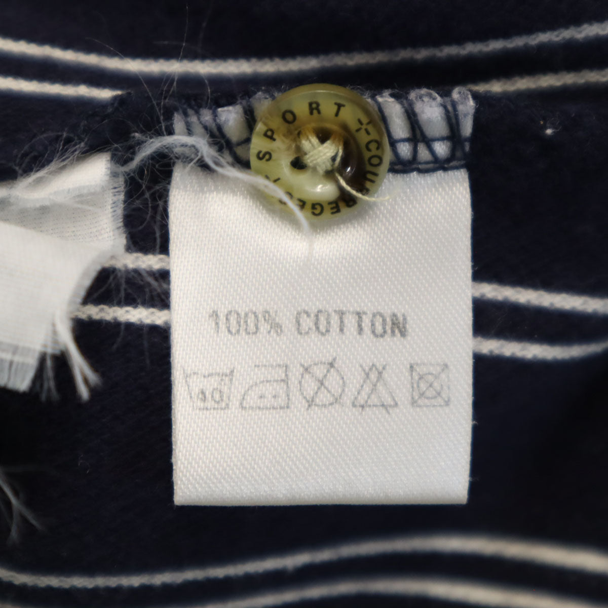 courreges クレージュ ストライプ柄 半袖 ポロシャツ XS ネイビー メンズ