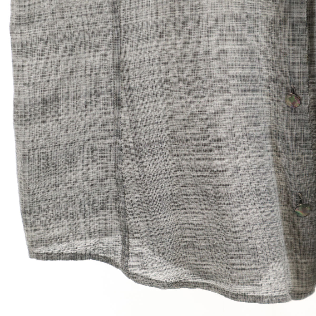 CELINE セリーヌ フランス製 シルクブレンド チェック柄 半袖 シャツ 42 グレー レディース