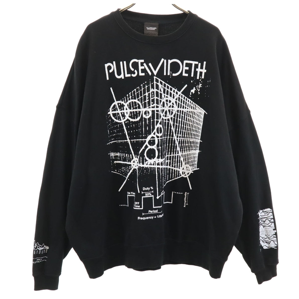 ALLAROUND オールアラウンド 長袖 スウェット トレーナー ブラック メンズ