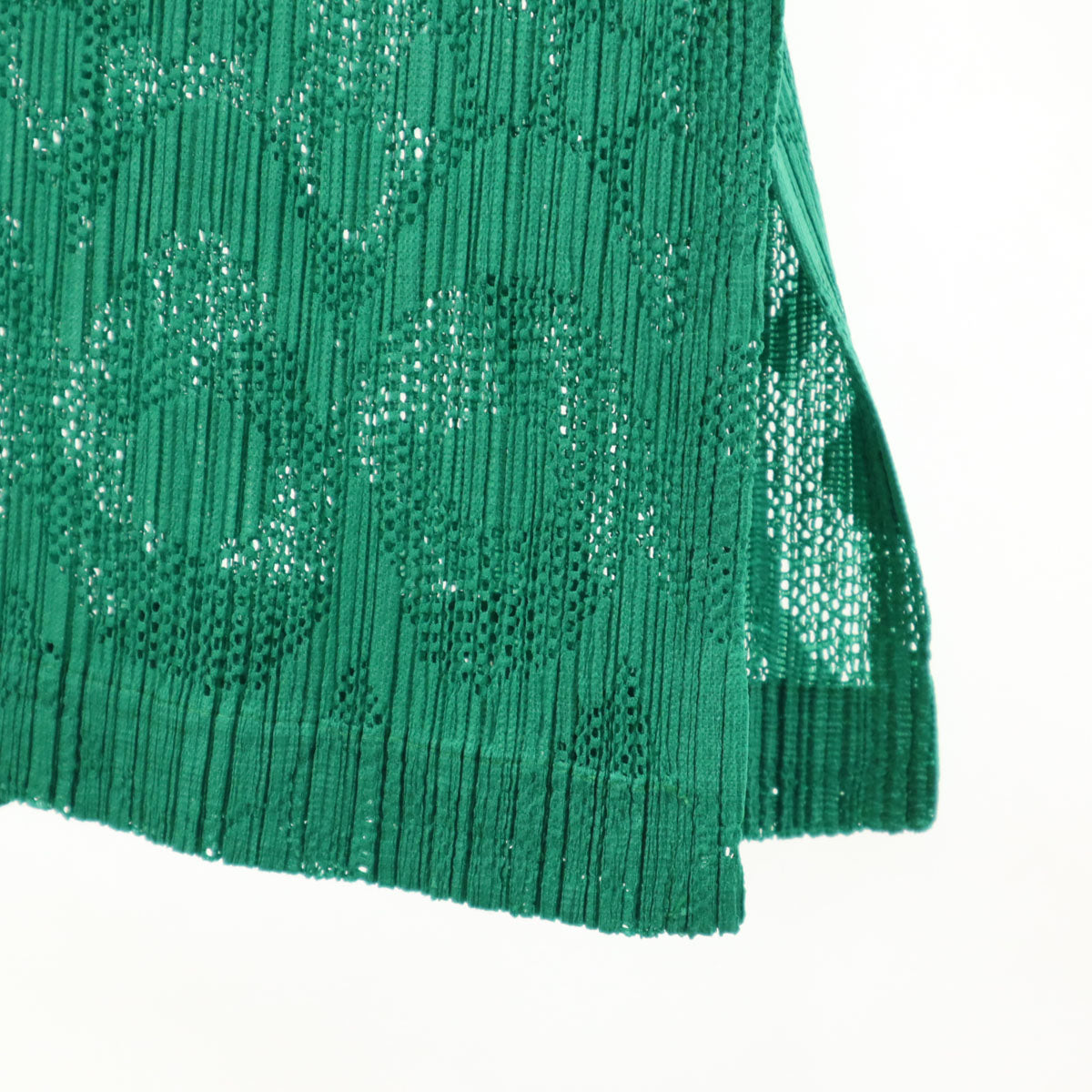 PLEATS PLEASE プリーツプリーズ 日本製 総柄 ノースリーブ プリーツ カットソー 4 グリーン イッセイミヤケ メッシュ メンズ