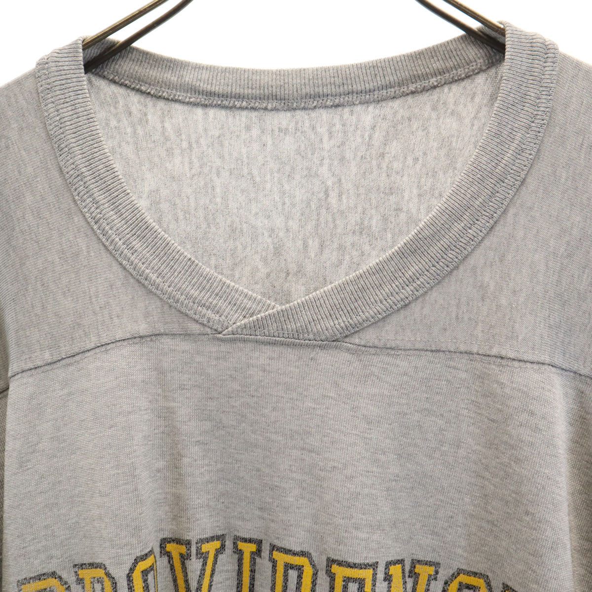 VINTAGE ヴィンテージ 80s カレッジ 半袖 フットボール シャツ グレー シングルステッチ メンズ