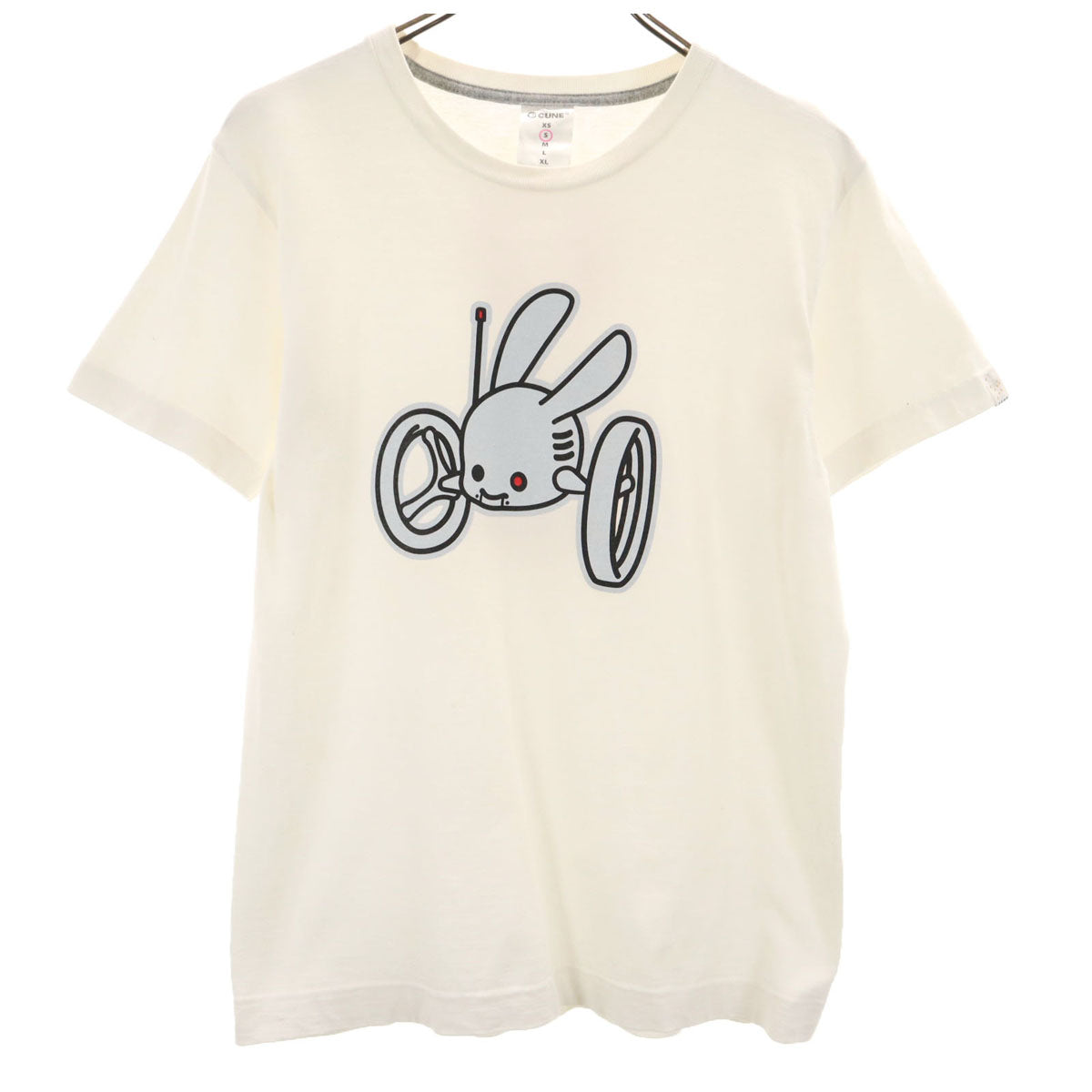 CUNE キューン プリント 半袖 Tシャツ S 白 うさぎ メンズ