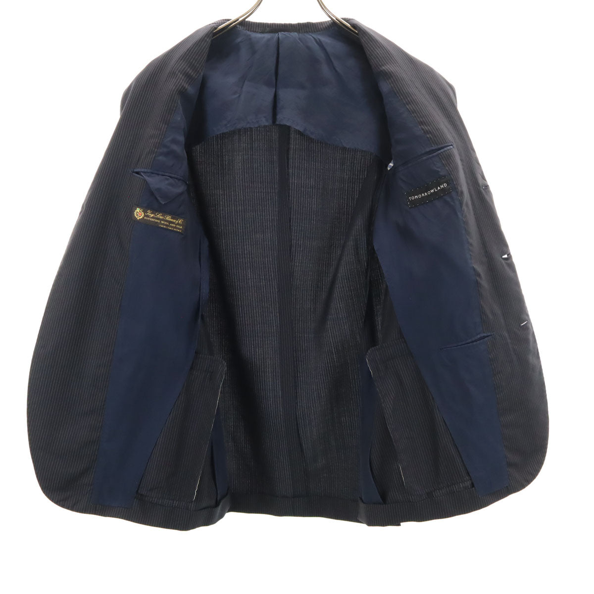 TOMORROWLAND トゥモローランド ウールブレンド ストライプ柄 長袖 テーラードジャケット 44 ネイビー メンズ