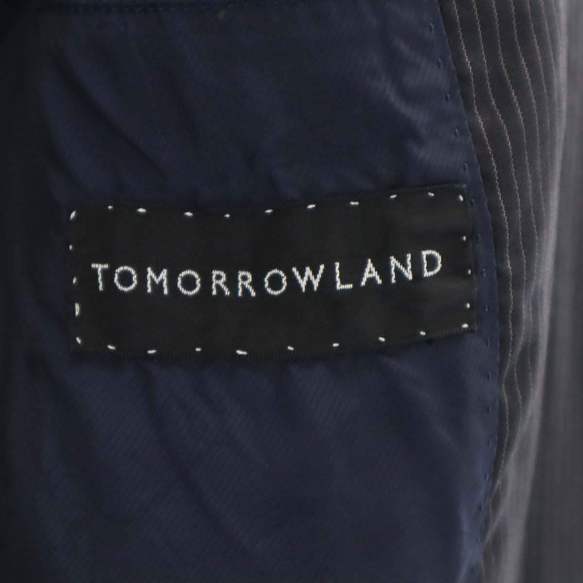 TOMORROWLAND トゥモローランド ウールブレンド ストライプ柄 長袖 テーラードジャケット 44 ネイビー メンズ
