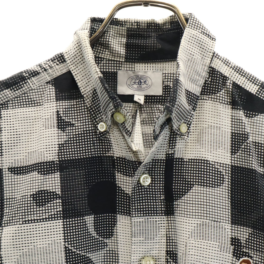 A BATHING APE アベイシングエイプ 日本製 総柄 長袖 ボタンダウンシャツ M ホワイト 他 メンズ