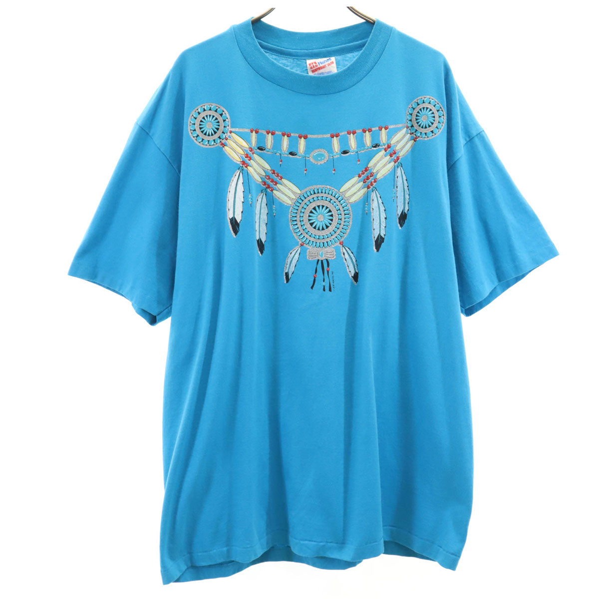 Hanes ヘインズ 90s オールド USA製 ドリームキャッチャー 半袖 Tシャツ XL 水色 シングルステッチ メンズ