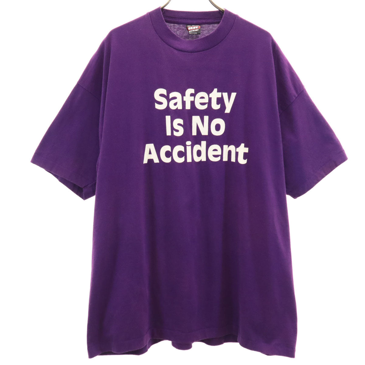 FRUIT OF THE LOOM BEST フルーツオブザルーム ベスト 90s USA製 オールド メッセージ プリント 半袖 Tシャツ XXL パープル シングルステッチ ビッグサイズ メンズ