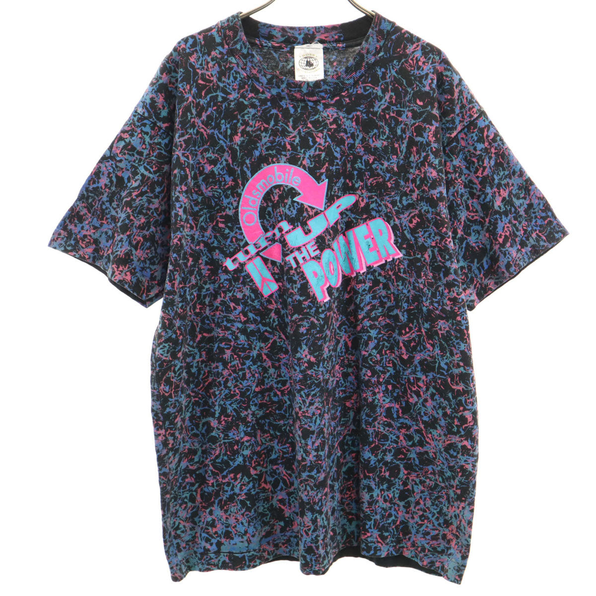 ROSS INTERNATIONAL 90s USA製 オールド 総柄 半袖 Tシャツ ONE SIZE ブラック シングルステッチ メンズ