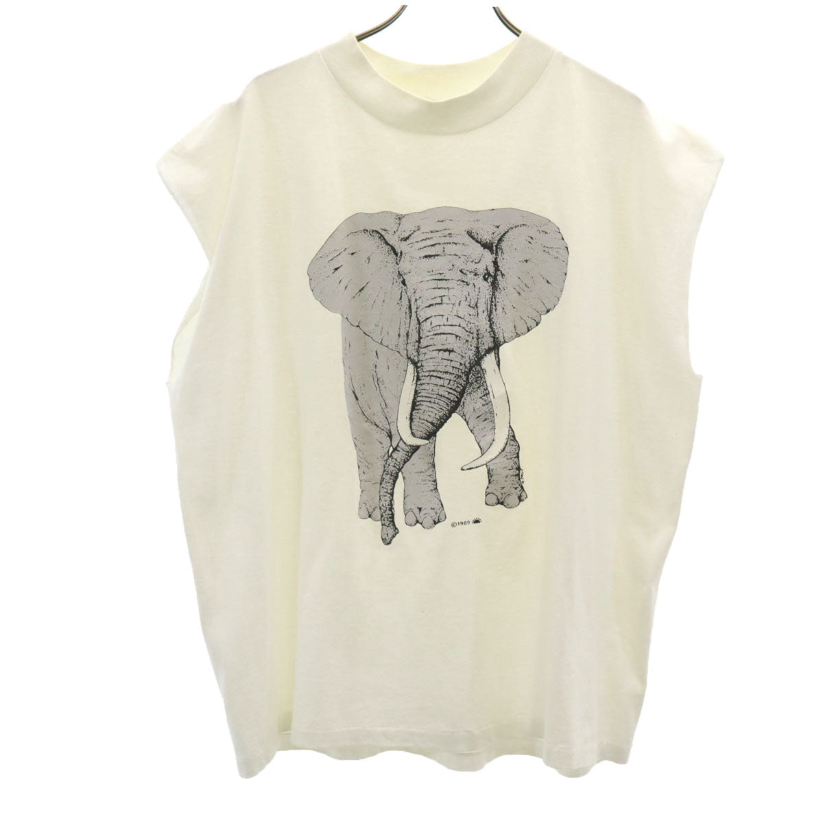 VINTAGE ヴィンテージ 80s USA製 エレファント タンクトップ XL ホワイト アニマル柄 象 メンズ