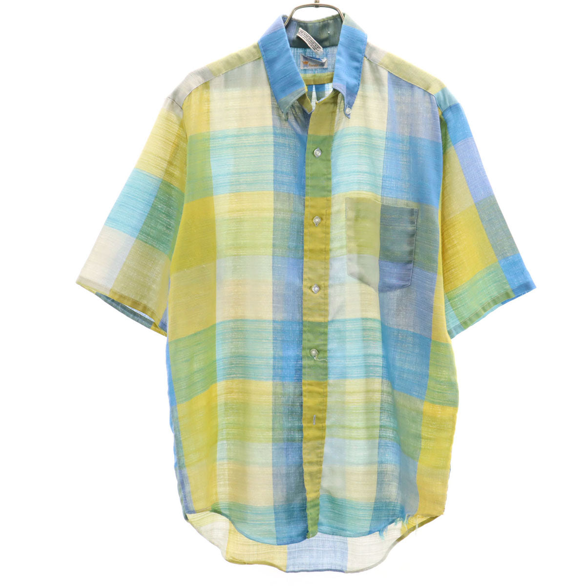 TOWNCRAFT タウンクラフト 70s ヴィンテージ チェック柄 半袖 ボタンダウンシャツ M マルチ PENNEYS メンズ