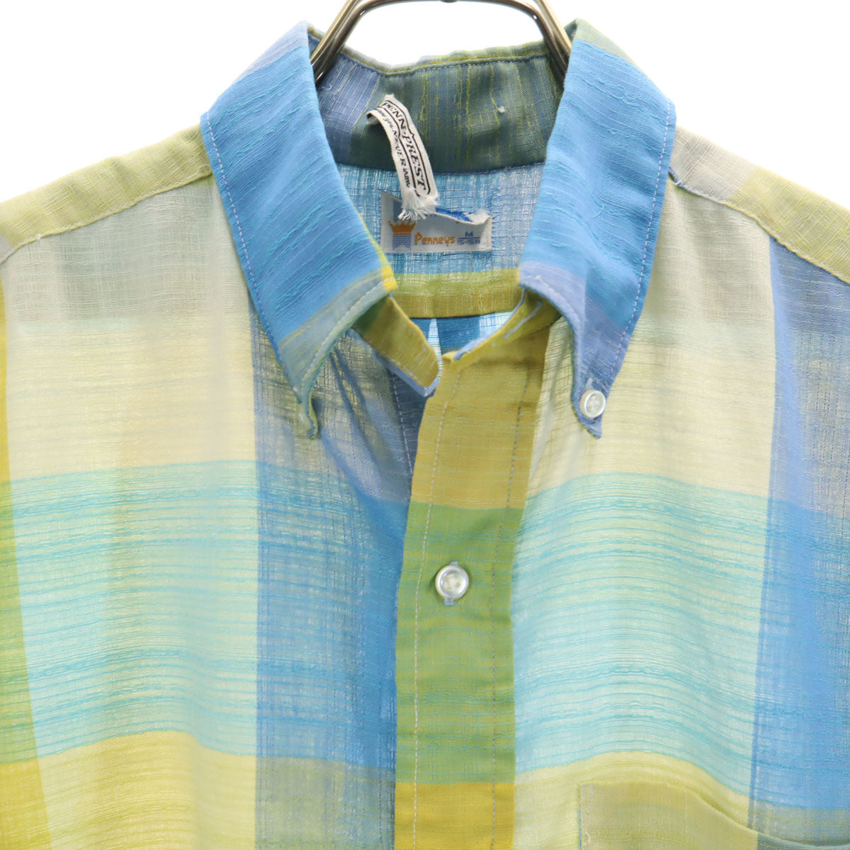 TOWNCRAFT タウンクラフト 70s ヴィンテージ チェック柄 半袖 ボタンダウンシャツ M マルチ PENNEYS メンズ