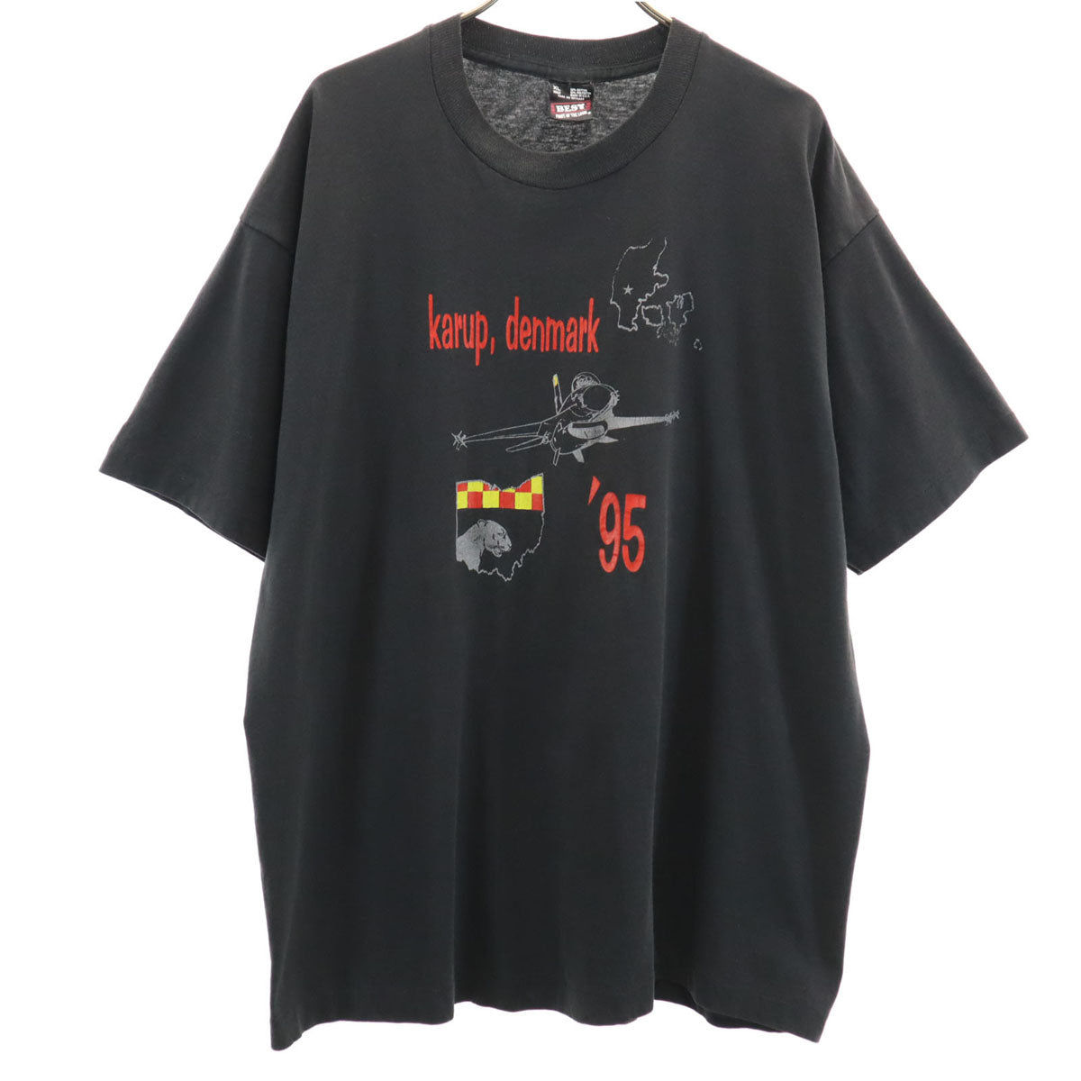 FRUIT OF THE LOOM BEST フルーツオブザルーム ベスト 90s USA製 オールド デンマーク 半袖 Tシャツ XL ブラック シングルステッチ メンズ