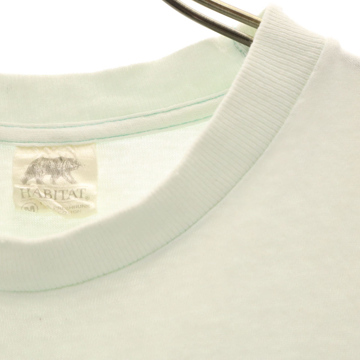 HABITAT ハビタット 90s USA製 オールド オオカミ 半袖 Tシャツ M グリーンホワイト系 シングルステッチ アニマル柄 メンズ