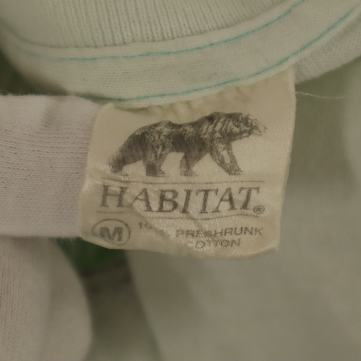 HABITAT ハビタット 90s USA製 オールド オオカミ 半袖 Tシャツ M グリーンホワイト系 シングルステッチ アニマル柄 メンズ