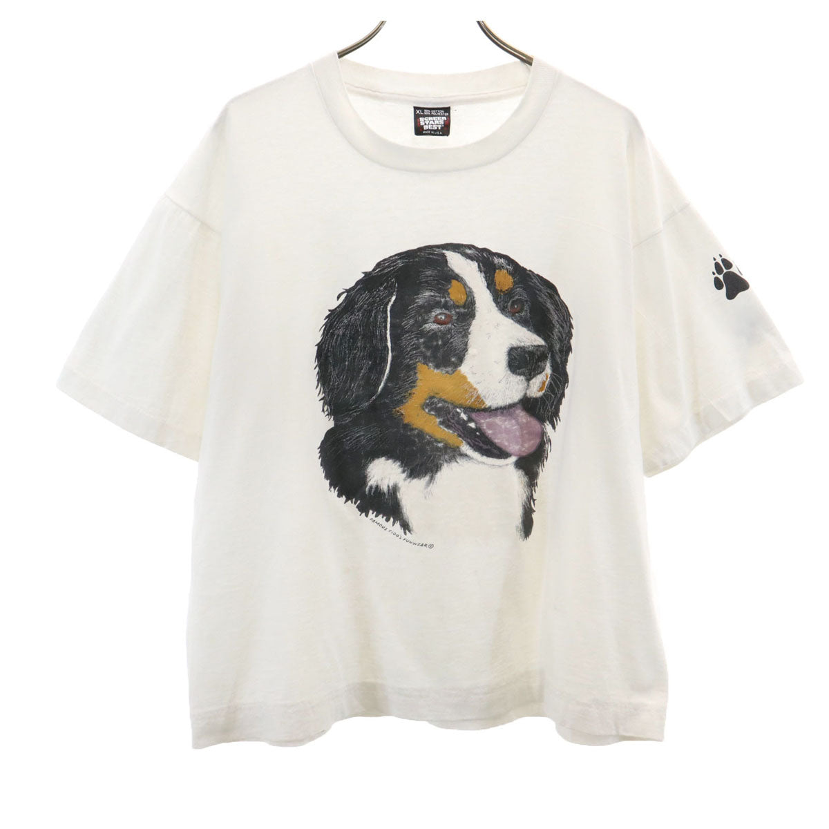 FRUIT OF THE LOOM BEST フルーツオブザルーム ベスト 90s USA製 オールド ロットワイラー 半袖 Tシャツ XL ホワイト ドッグ 犬柄 レディース