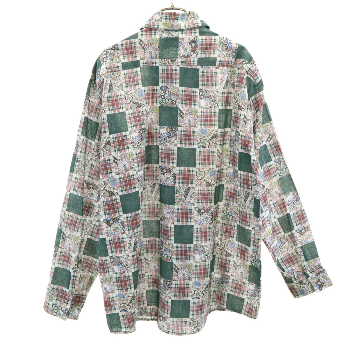 Bellcralt 70s ヴィンテージ チェック柄 長袖 シャツ L ホワイト デッドストック メンズ