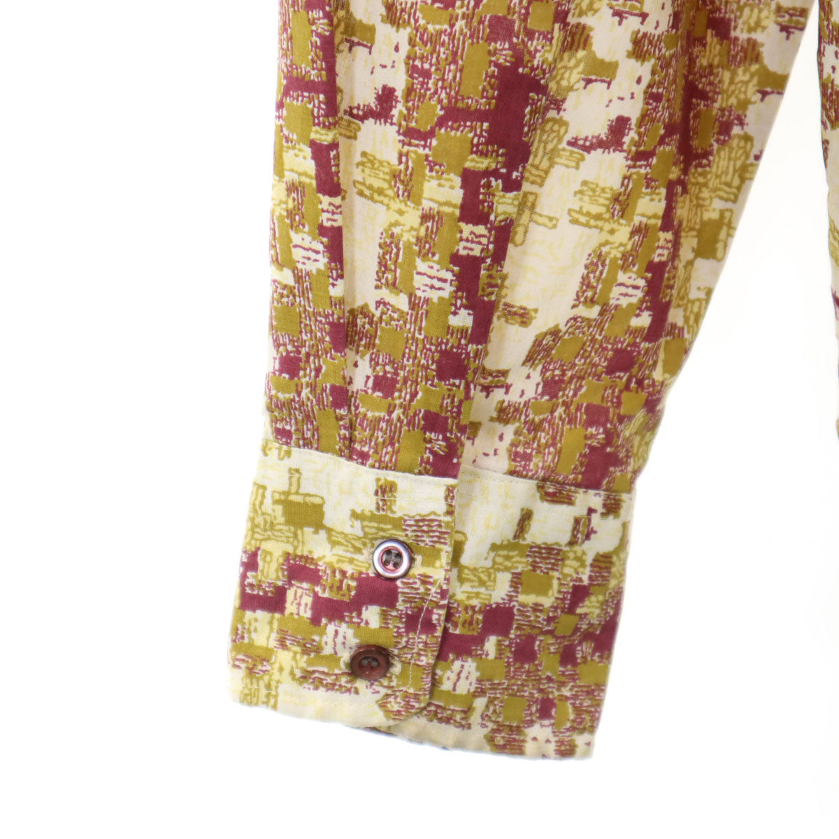 Cambridge 70s ヴィンテージ 総柄 長袖 シャツ L ボルドー メンズ