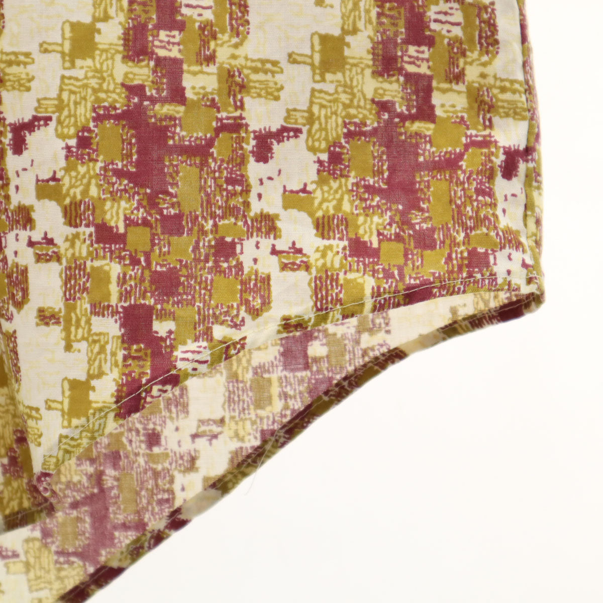 Cambridge 70s ヴィンテージ 総柄 長袖 シャツ L ボルドー メンズ