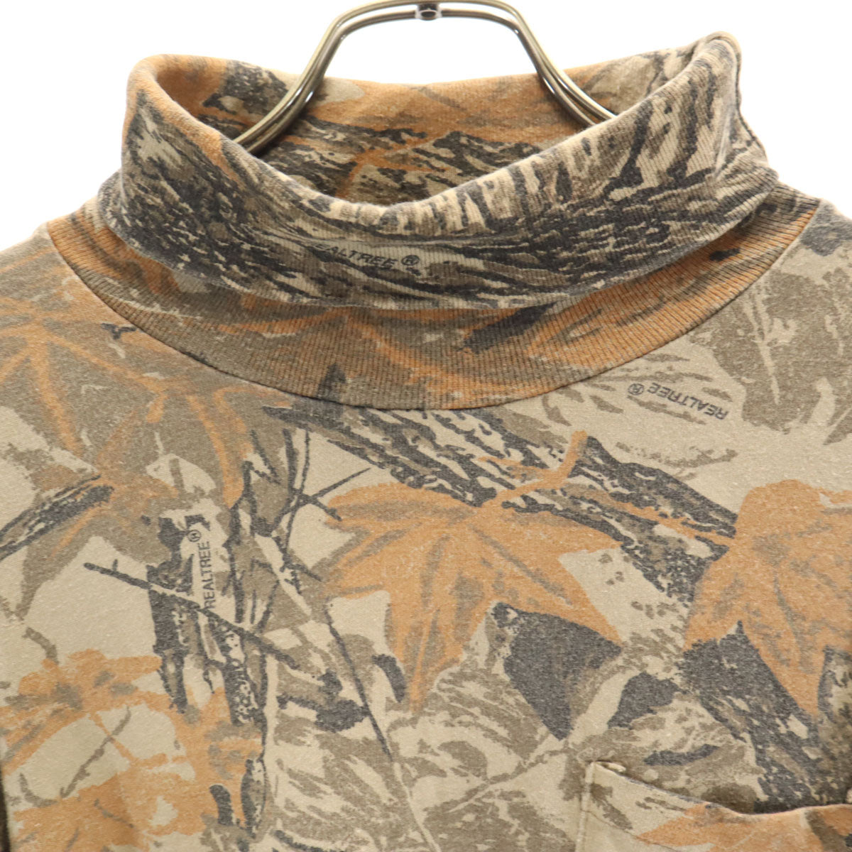 RED HEAD レッドヘッド 90s USA製 オールド リアルツリー柄 長袖 モックタートルネック Tシャツ L ブラウン ロンT メンズ