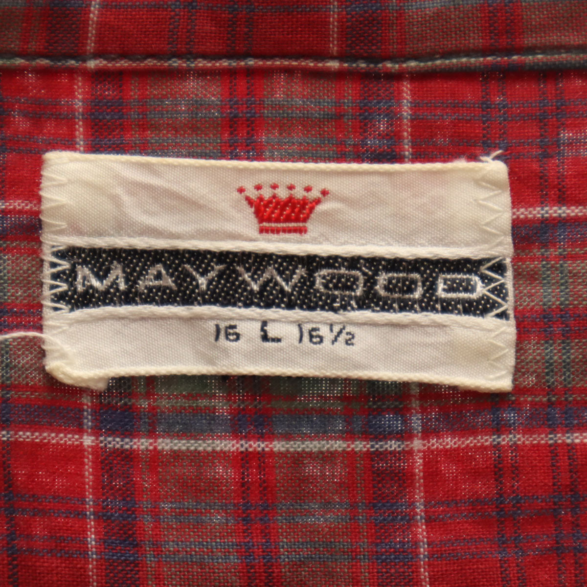 MAYWOOD 60s ヴィンテージ チェック柄 長袖 ボタンダウンシャツ L レッド メンズ