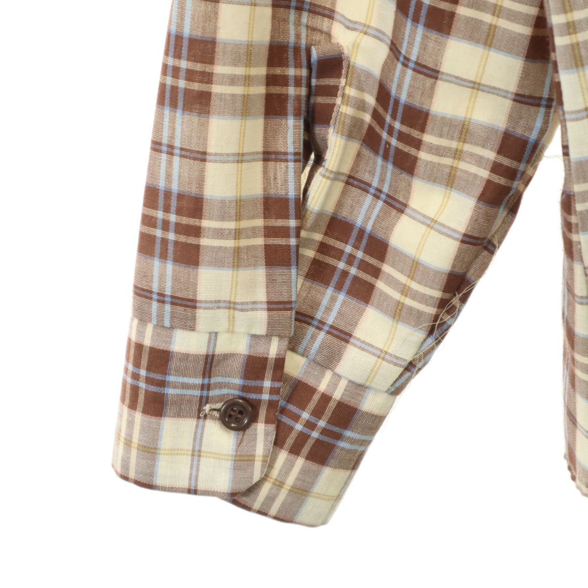 Sears シアーズ 70s USA製 ヴィンテージ チェック柄 長袖 CPO シャツ L ブラウン メンズ