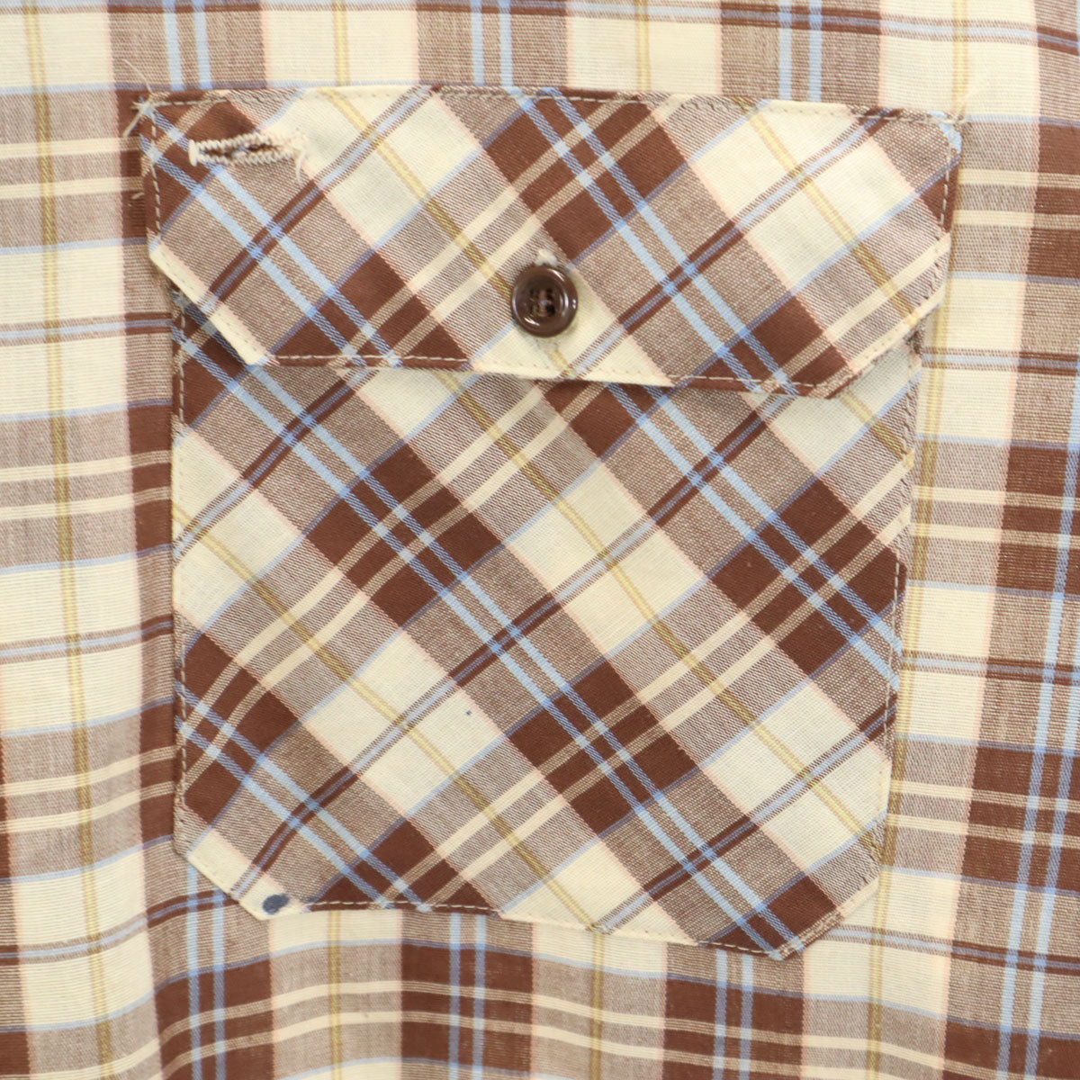 Sears シアーズ 70s USA製 ヴィンテージ チェック柄 長袖 CPO シャツ L ブラウン メンズ