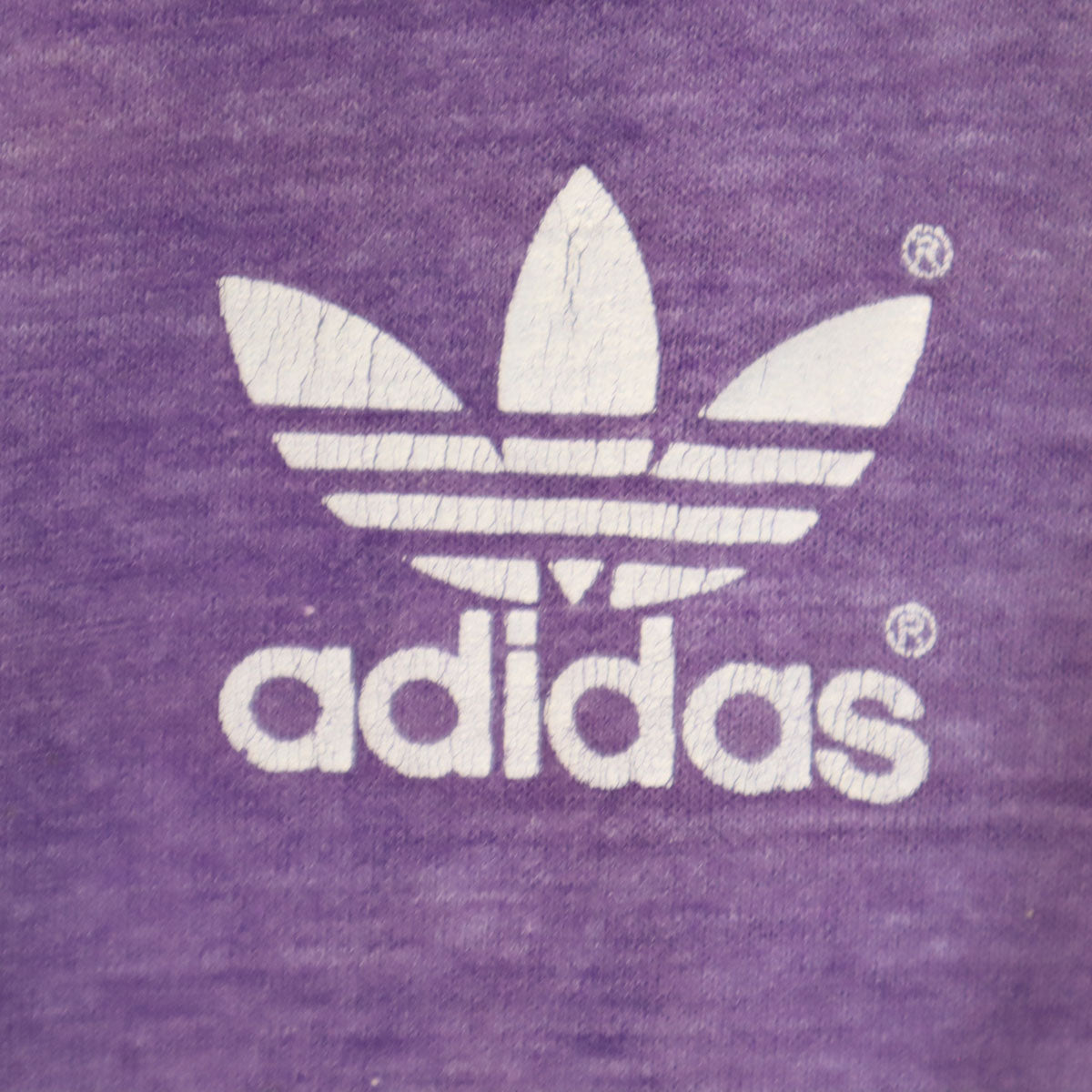 adidas アディダス 80s USA製 ヴィンテージ トレフォイルロゴ 5分袖 Vネック Tシャツ パープル メンズ