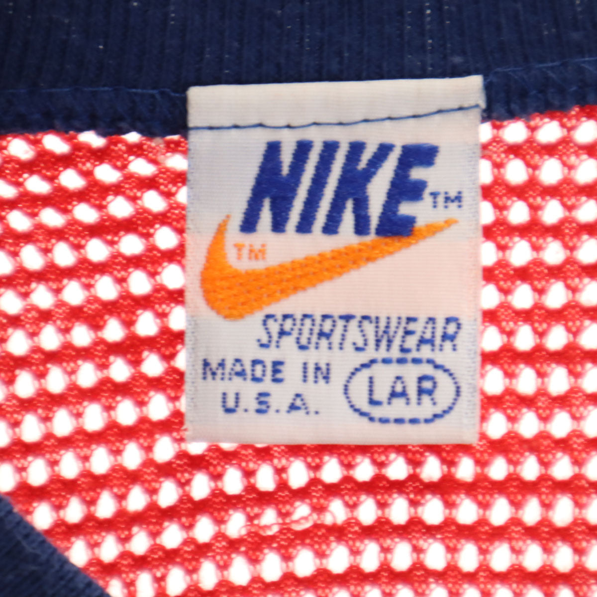 NIKE ナイキ 80s USA製 ヴィンテージ 半袖 メッシュ Vネック Tシャツ L レッド ショート丈 レディース