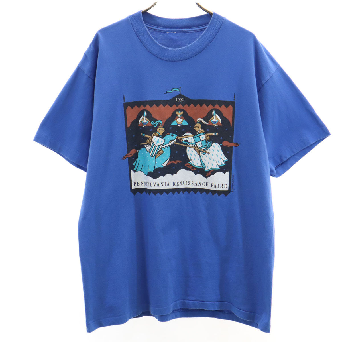OLD オールド 90s プリント 半袖 Tシャツ ブルー シングルステッチ メンズ