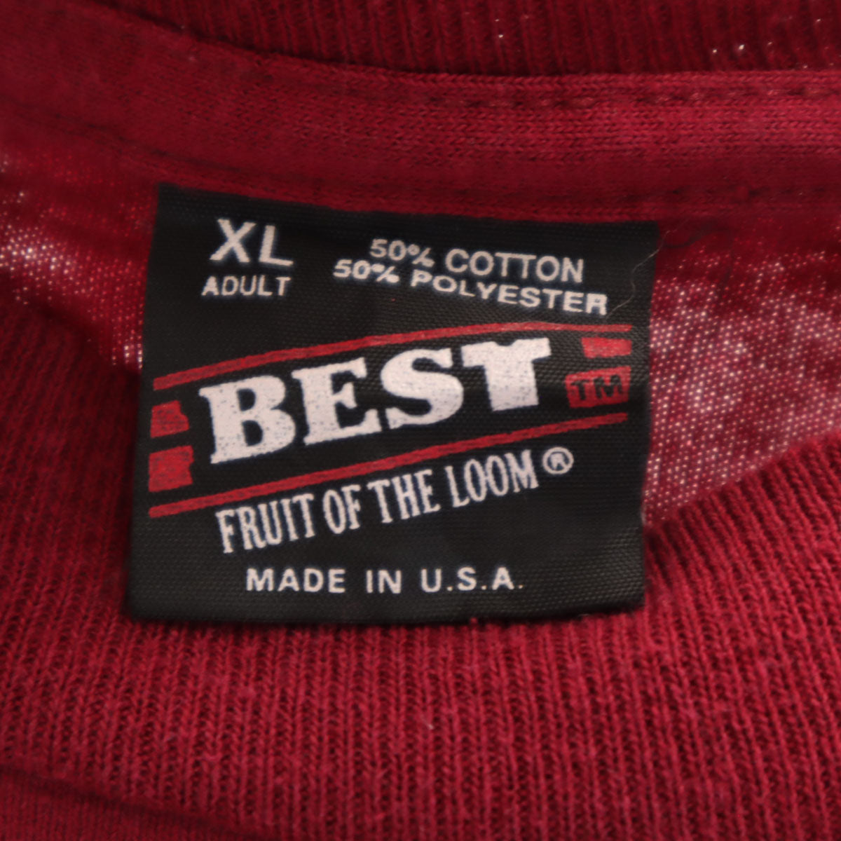 FRUIT OF THE LOOM フルーツオブザルーム 90s USA製 オールド 半袖 Tシャツ XL レッド系 シングルステッチ メンズ