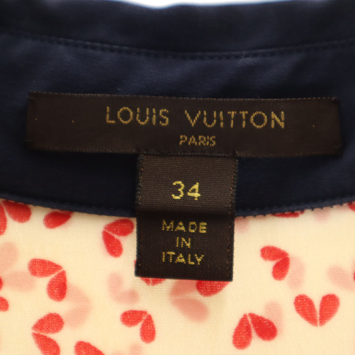 LOUIS VUITTON ルイヴィトン イタリア製 総柄 半袖 ブラウス 34 アイボリー レディース