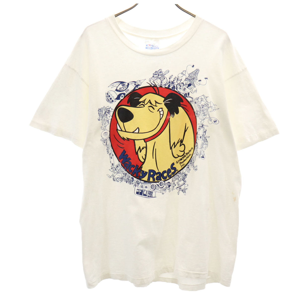 Hanes ヘインズ 80s USA製 ヴィンテージ チキチキマシン猛レース ケンケン 半袖 Tシャツ L ホワイト シングルステッチ Wacky Races メンズ