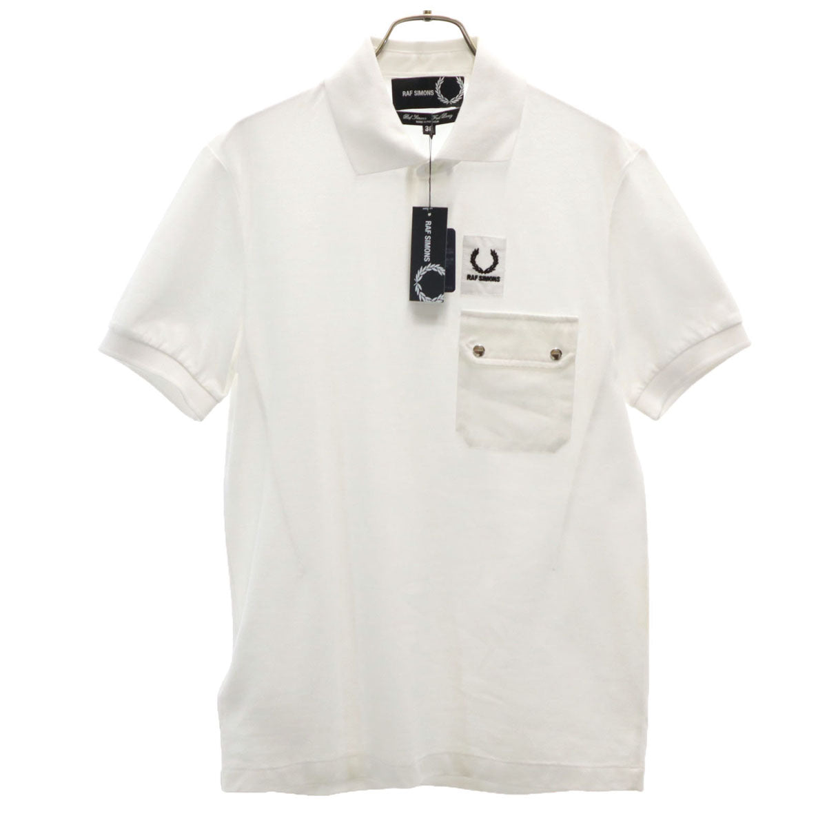RAF SIMONS ラフシモンズ 未使用 FRED PERRY フレッドペリー コラボ ポルトガル製 半袖 ポロシャツ 36 ホワイト メンズ