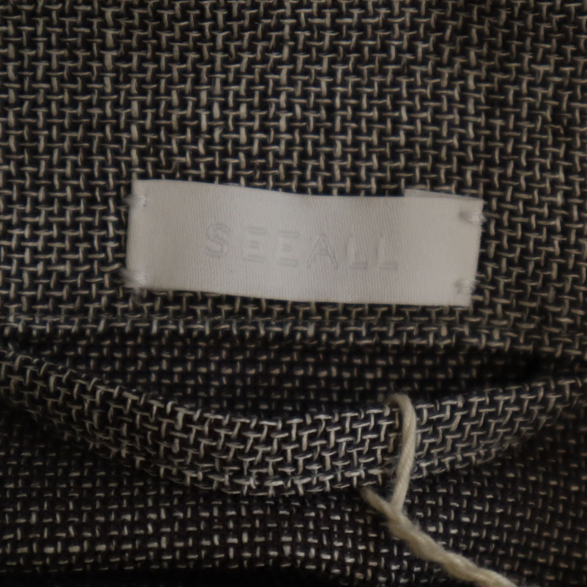 未使用 SEEALL シーオール 日本製 リネンブレンド 5分袖 ジップ シャツ 3 グレーブラウン メンズ