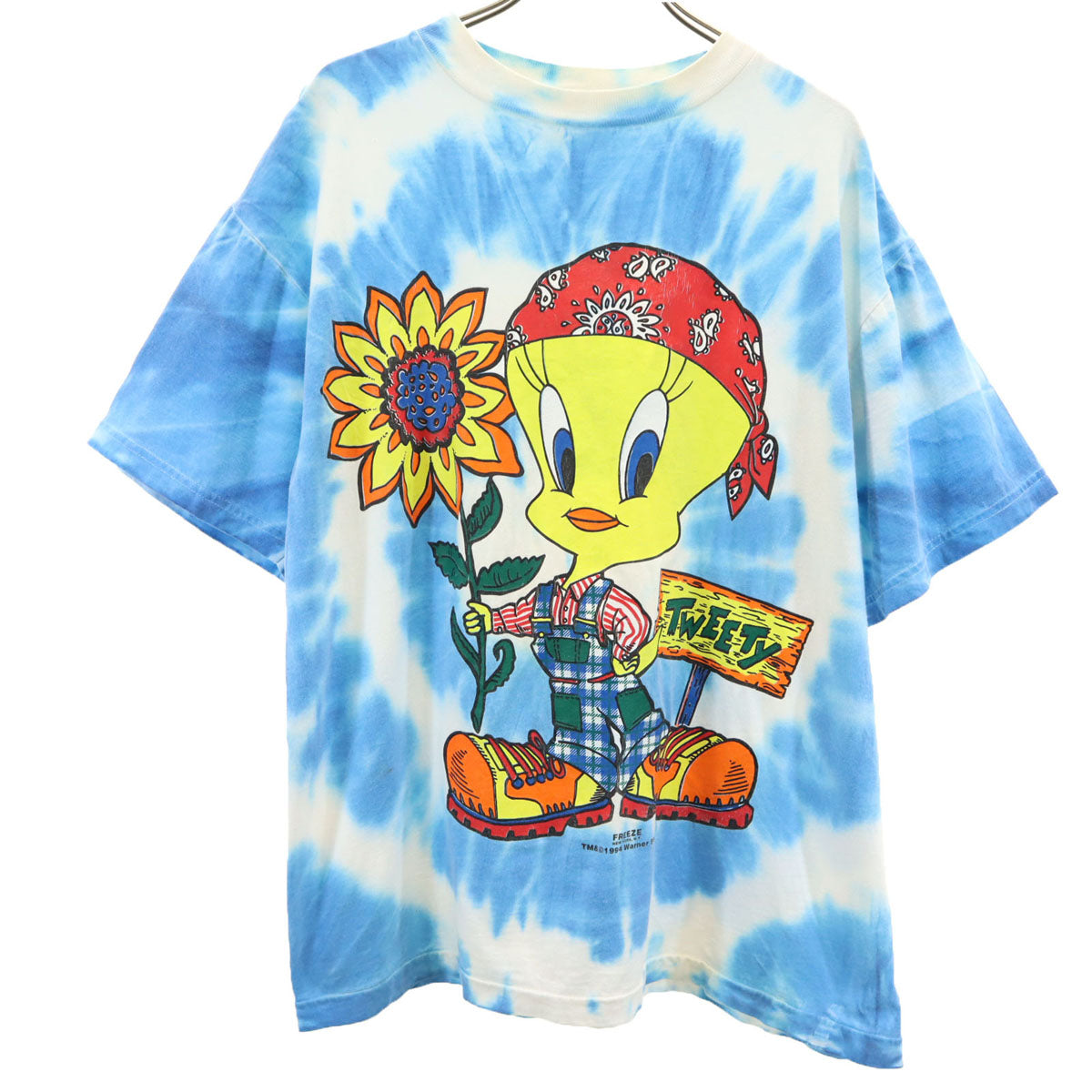 TULTEX タルテックス 00s オールド ルーニー・テューンズ トゥイーティー 半袖 Tシャツ L ブルー タイダイ染め メンズ