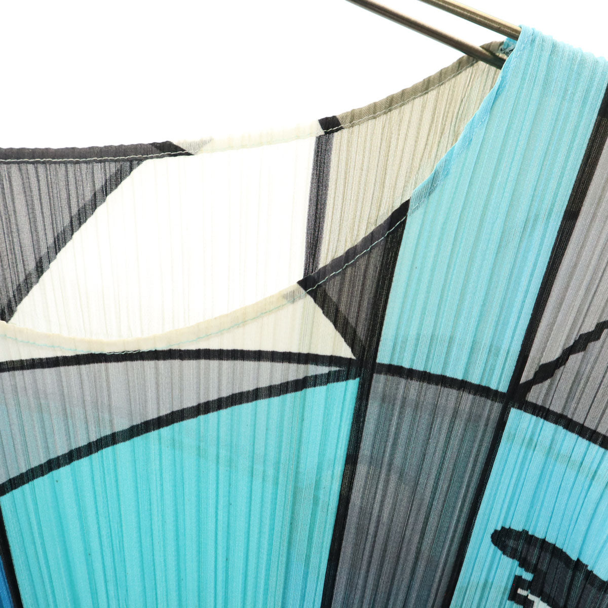 PLEATS PLEASE プリーツプリーズ 日本製 幾何学柄 5分袖 プリーツ カットソー 3 マルチ イッセイミヤケ レディース