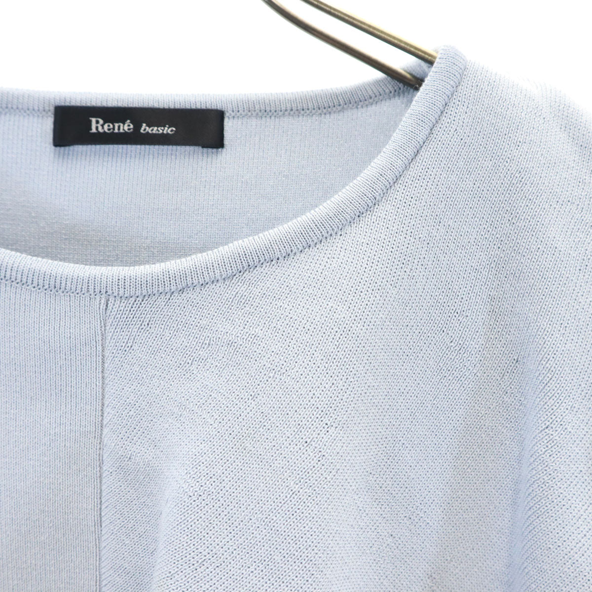 Rene basic ルネベーシック 日本製 半袖 ニット 34 ブルーグレー レディース
