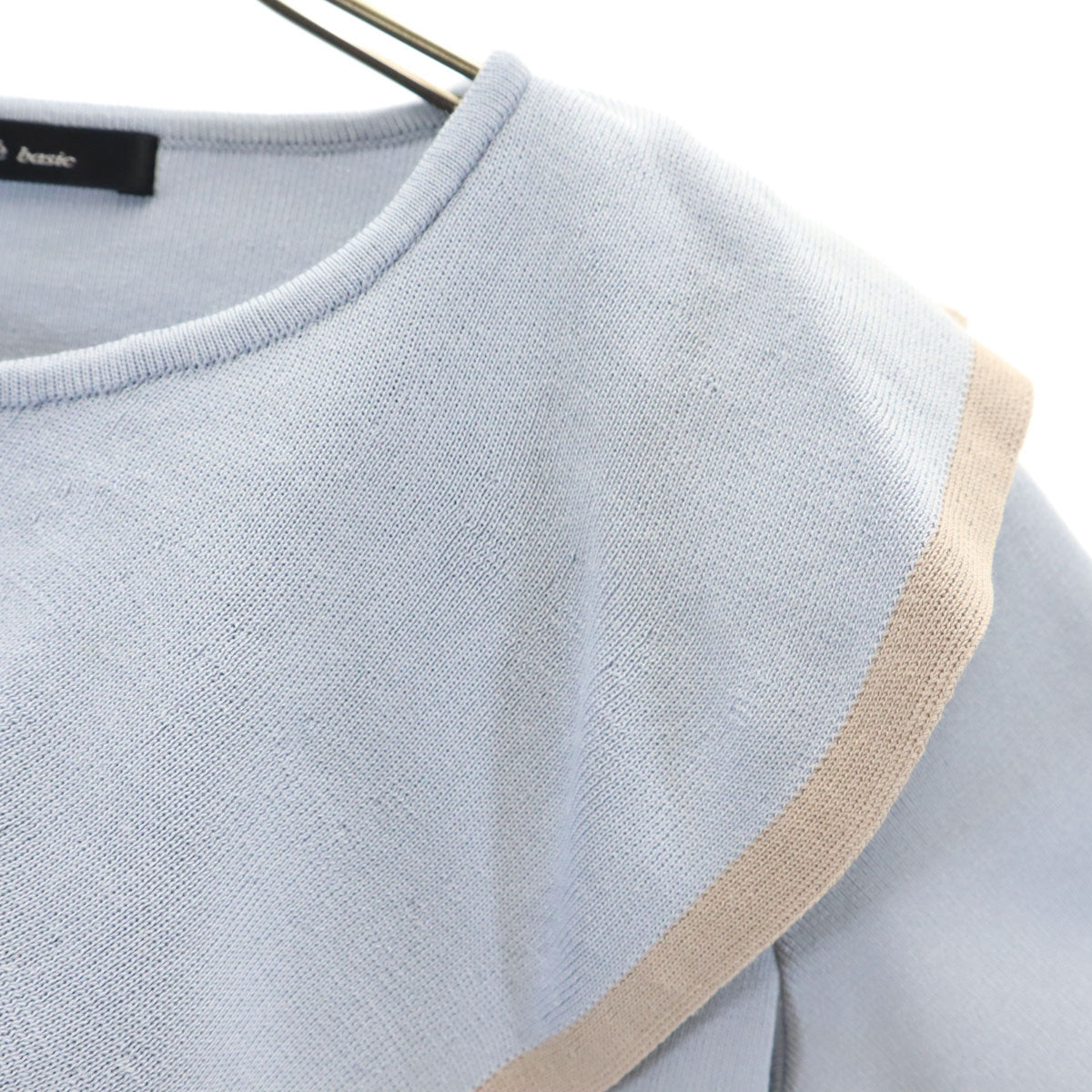 Rene basic ルネベーシック 日本製 半袖 ニット 34 ブルーグレー レディース